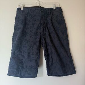 Engineered Garments men's navy embroidered floral shorts, waist 30